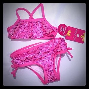 Pink Platinum Girl's Size 12 Months Mermaid Pink UV Ceritified Swim Bathing Suit